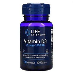 Life Extension, Vitamina D3 25mcg 1000UI 90 Softgels
