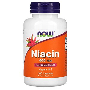 NOW Foods, Vitamina B3 Niacina 500mg 100 Cápsulas