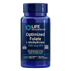 Folato Otimizado 1700mcg DFE 100 Tabletes Life Extension