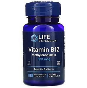 Life Extension, Vitamina B12 Metilcobalamina 500mcg 100 Pastilhas