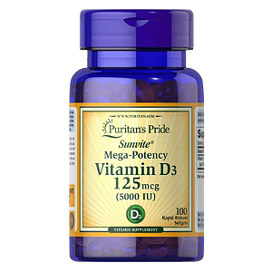 Vitamina D3 125mcg 5000UI 100 Softgels Puritan's Pride