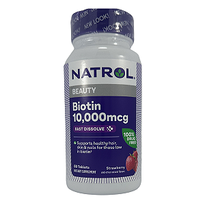 Natrol, Biotina 10000mcg Strawberry 60 Comprimidos