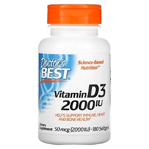 Doctor's Best, Vitamina D3 50mcg 2000UI 180 Softgels