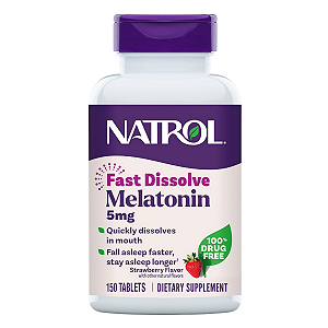 Melatonina 5mg Fast Dissolve 150 Tabletes Morango Natrol