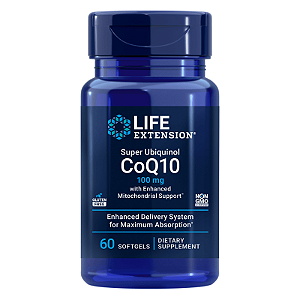 Super Ubiquinol CoQ10 100mg com Suporte Mitocondrial Aprimorado Life Extension