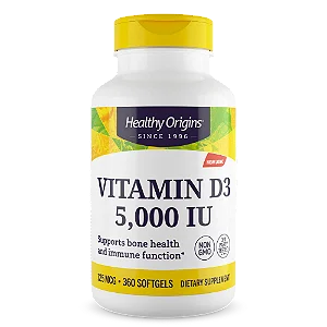Vitamina D3 125mcg 5000ui 360 Softgels Healthy Origins