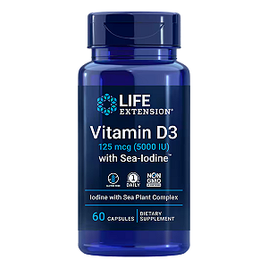 Vitamina D3 5000ui com Iodo Marinho 60 Cápsulas Life Extension