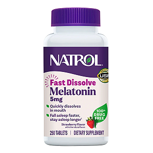Melatonina 5mg Fast Dissolve 250 Tabletes Natrol Morango