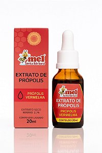 Extrato de Própolis Vermelha 11% – Mel Santa Bárbara 20ml | Conta-Gotas | Imunidade Natural