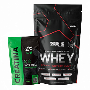 Kit Whey Protein Blend 900g + Creatina 100% Pura MonoHidratada 250g