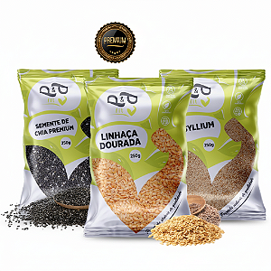 Kit Mix de Sementes Chia + Linhaça + Psyllium Fibras Low Carb Total