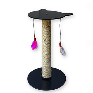 Poste Arranhador para Gatos Brinquedo Duplo Divertido Sisal MDF
