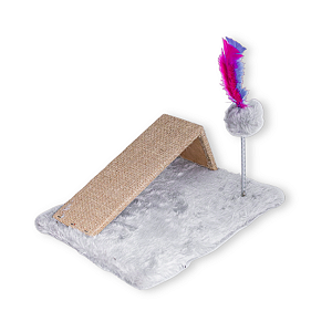 Brinquedo Arranhador para Gatos Mini Rampa Sisal Mola Guizo e Pena Anti Stress