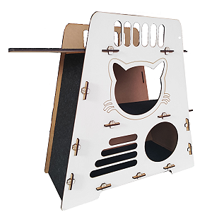 Arranhador Casinha Toca Para Gatos Carpete Mdf Exclusivo 3 Andares Ventilada Caminha
