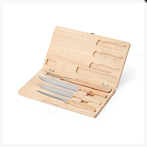 KIT CHURRASCO 4 PEÇAS MADEIRA PREMIUM