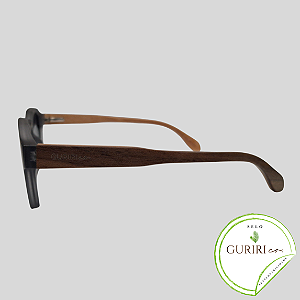 REAL WOOD - REDONDO - TRANSPARENTE - MADEIRA ESCURA E CLARA - POLARIZADO PRETO