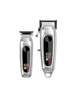 Maquina de Cortar Cabelo Profissional Kemei + Maquina de Acabamento KM 8540