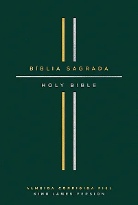 Bíblia Bilíngue, Português/Inglês, ACF/KJV, Couro Soft, Verde, Leitura Perfeita