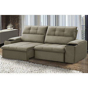 Sofá Retrátil e Reclinável França com porta copos e molas ensacadas