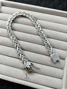 Pulseira Palmeira Dupla Prata Bali Fecho Gaveta 8mm