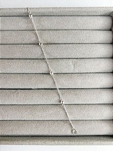 Tornozeleira de Bolinhas em Prata 925 Italiana 24,5cm