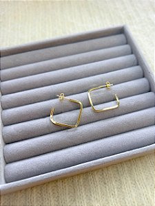Brinco Argola Quadrada Banhado a Ouro 18k