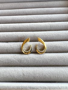 Brinco Elegance Cravejado Banhado a Ouro 18K