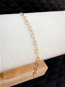Pulseira Elos Corações Banhada a Ouro 18k