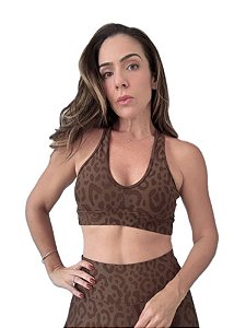Conjunto Animal Print Marrom - Legging + Top