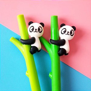 Caneta esferográfica Ponta Fina formado Panda com Bambo. - Importada