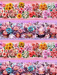 Tricoline digital Buquê de flores(55 x 1,50)