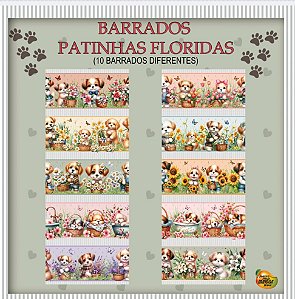 Tricoline digital Patinhas floridas (0,55cm x 1,50 de largura)