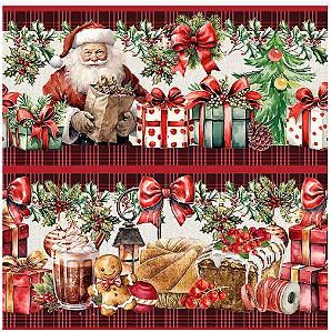 Tricoline digital Natal Vermelho (0,55cm x 1,50 de largura)