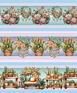 Tricoline digital Suculentas (0,75cm x 1,50 de largura)
