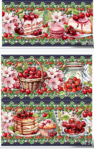 Tricoline digital Doces e Cerejas (0,55cm x 1,50 de largura)