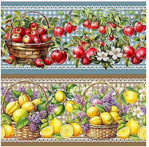 Tricoline digital Frutas deliciosas (0,55cm x 1,50 de largura)