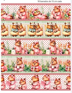 Tricoline digital Capivarinhas Charmosas (0,55cm x 1,50 de largura)