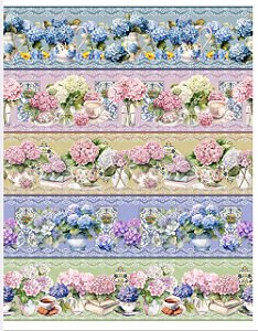 Tricoline digital Hortênsias I (0,55cm x 1,50 de largura)