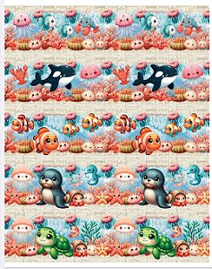 Tricoline digital Fundo do mar (0,55cm x 1,50 de largura)