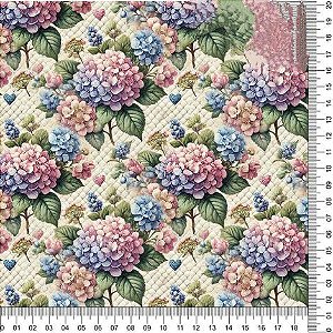Tricoline digital Estampa hortênsias (0,55cm x 1,50 de largura)