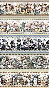 Tricoline digital Gnomos e Profissões (0,55cm x 1,50 de largura)