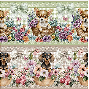 Tricoline digital cãezinhos (0,55cm x 1,50 de largura)