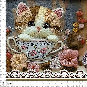 Tricoline digital 3D Gatinhos (0,55cm x 1,50 de largura)