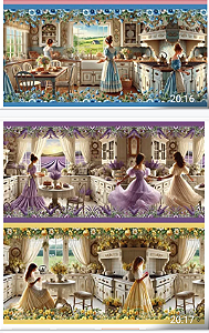 Tricoline digital Cenas do Cotidiano "Mulher antiga"(0,55cm x 1,50 de largura)