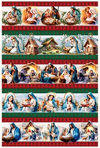 Tricoline digital Natal Sagrada Família (0,55cm x 1,50 de largura)