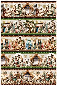 Tricoline digital Natal Presépio 3 (0,55cm x 1,50 de largura)