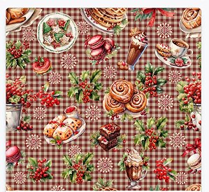 Tricoline digital Cerejas de Natal corrido (0,55cm x 1,50 de largura)