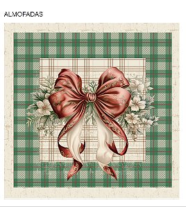 Tricoline digital Natal,Coleção Laços, Capas para Almofada (kit com 3 unidades)