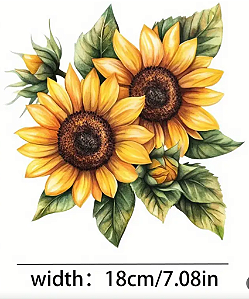 Transfer para tecido, Girassol (kit com 3 unidades)
