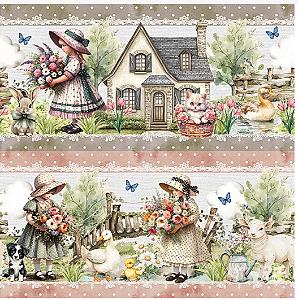 Tricoline digital Camponesinha Linda (0,55cm x 1,50 de largura)